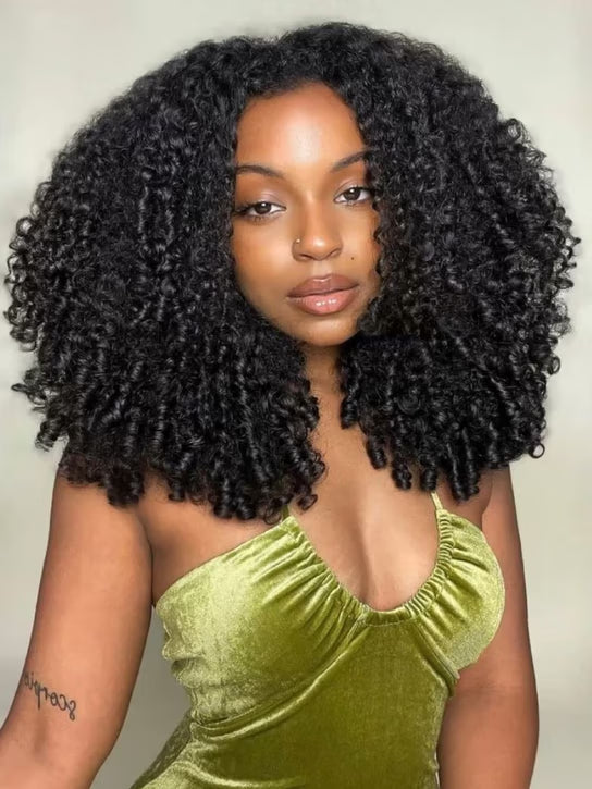 7x5 Bye Bye Knots Burmese Curly Wig With Finger Coil Ends Put On and Go Spiral Curls Human Hair Wigs