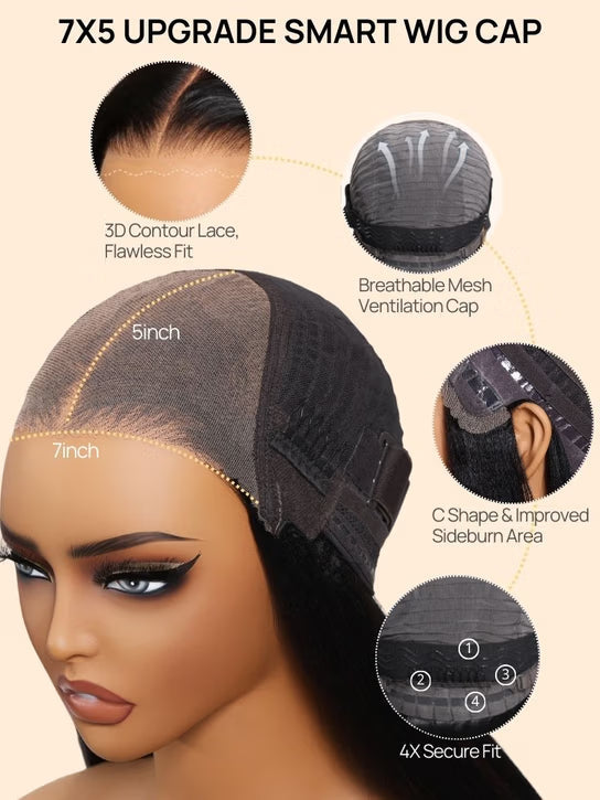 7x5 Bye Bye Knots Burmese Curly Wig With Finger Coil Ends Put On and Go Spiral Curls Human Hair Wigs