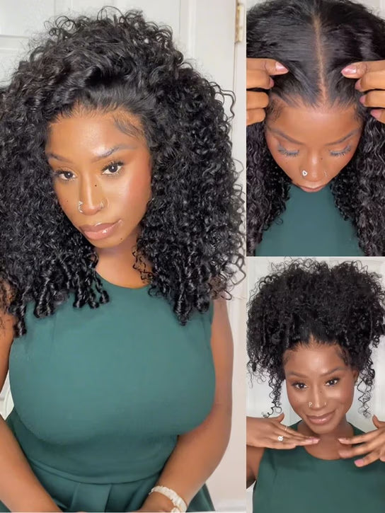 7x5 Bye Bye Knots Burmese Curly Wig With Finger Coil Ends Put On and Go Spiral Curls Human Hair Wigs