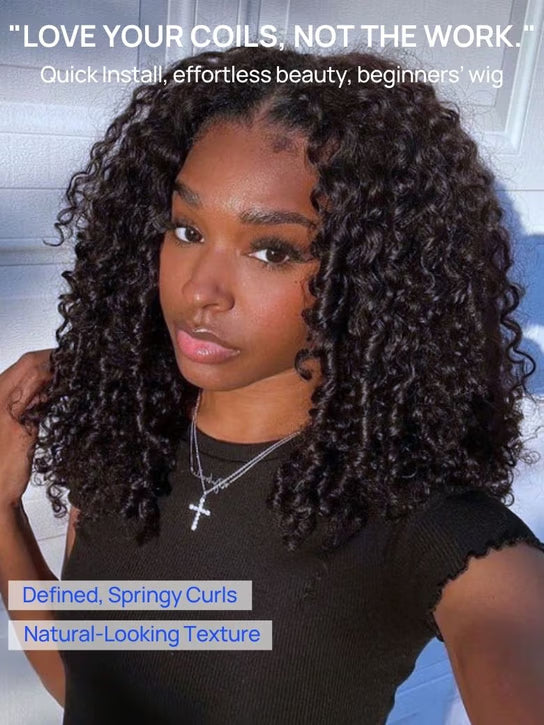 7x5 Bye Bye Knots Burmese Curly Wig With Finger Coil Ends Put On and Go Spiral Curls Human Hair Wigs