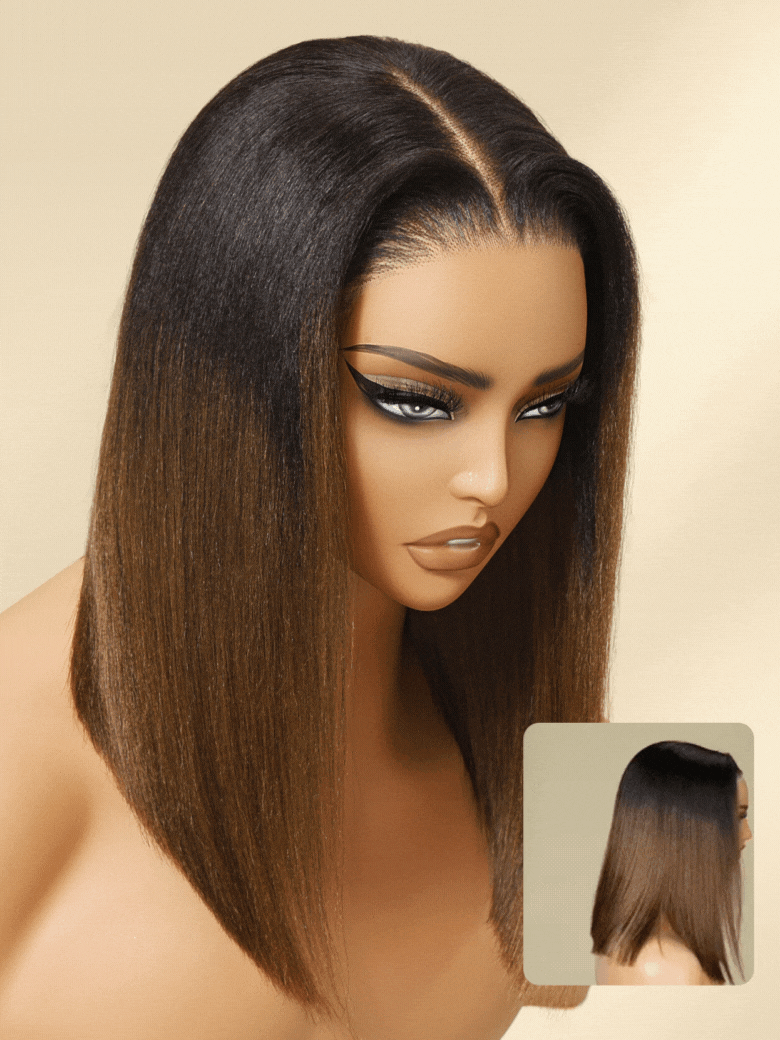7x5 Chestnut Brown Ombre Straight Put On and Go Wig Bye Bye Knots Glueless Human Hair Wigs with Invisi Drawstring