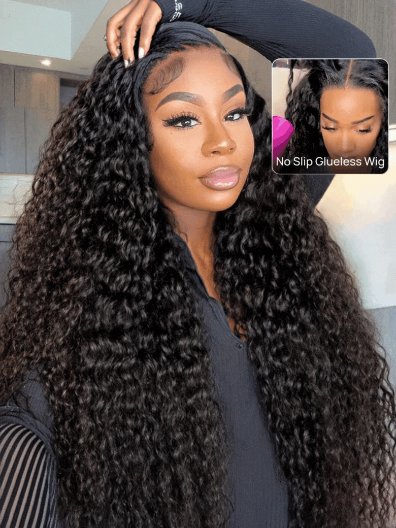 7x5 No Slip Wig Invisible Knots Water Wave HD Glueless Lace Wig Put On and Go