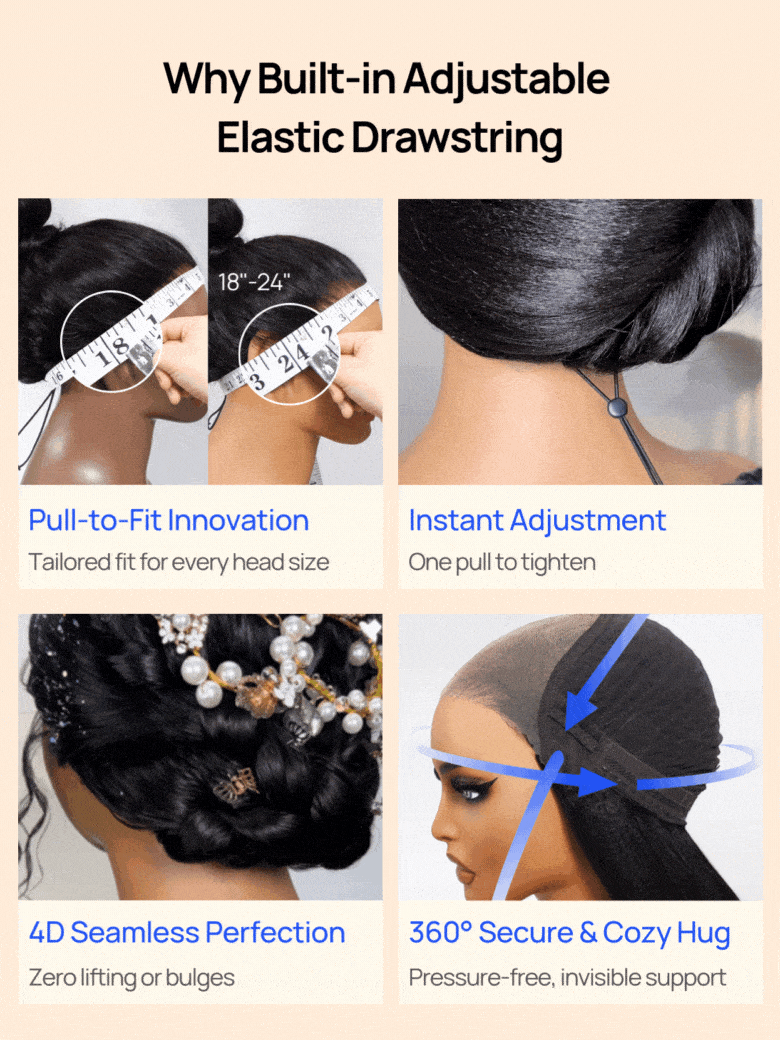 7x5 No Slip Wig Invisible Knots Water Wave HD Glueless Lace Wig Put On and Go