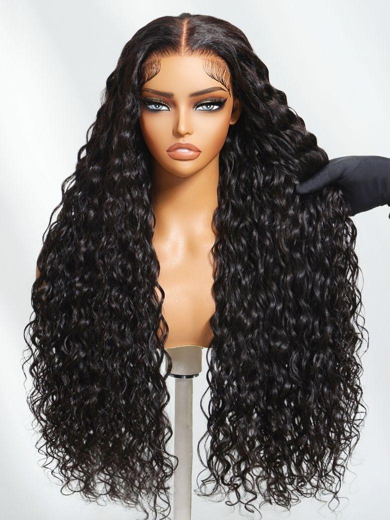 7x5 No Slip Wig Invisible Knots Water Wave HD Glueless Lace Wig Put On and Go