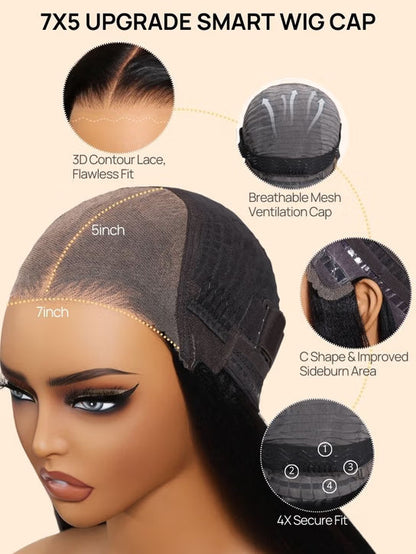 7x5 Bye Bye Knots Burmese Curly Wig With Finger Coil Ends Put On and Go Spiral Curls Human Hair Wigs