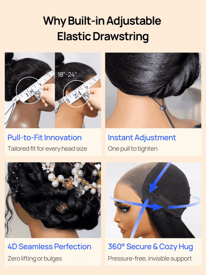 7x5 No Slip Wig Invisible Knots Water Wave HD Glueless Lace Wig Put On and Go