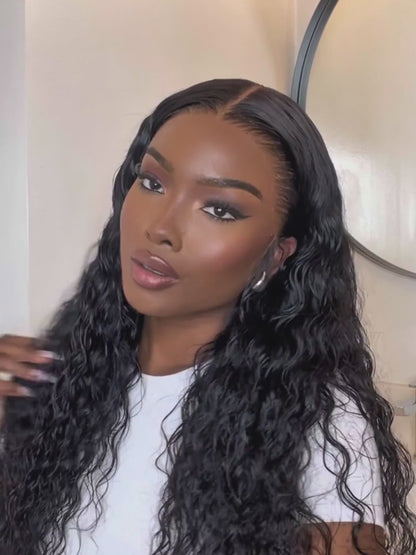 7x5 No Slip Wig Invisible Knots Water Wave HD Glueless Lace Wig Put On and Go