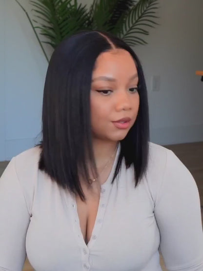 Straight Bob Wig 7x5 Pre-Bleached Natural Looking Glueless Wig