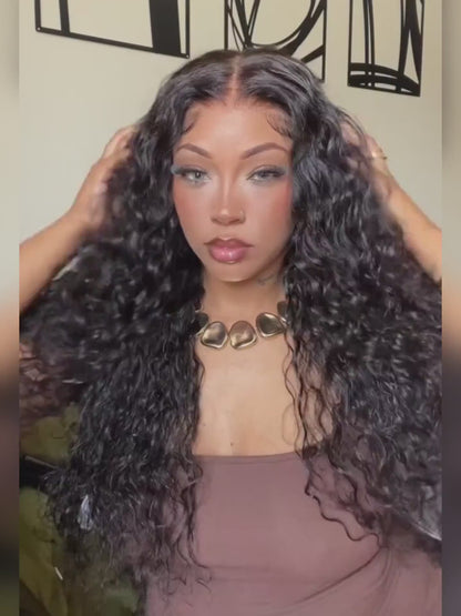 7x5 No Slip Wig Invisible Knots Water Wave HD Glueless Lace Wig Put On and Go