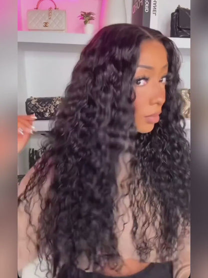 7x5 No Slip Wig Invisible Knots Water Wave HD Glueless Lace Wig Put On and Go